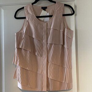J. Crew Collection Silk Pleated Button-down Sleeveless Pink Blouse Size 6 NWT